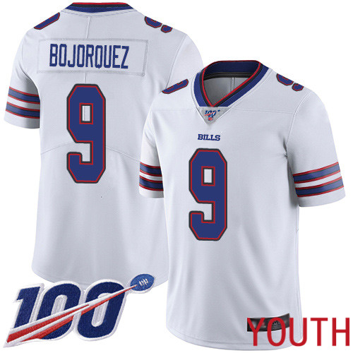 Youth Buffalo Bills #9 Corey Bojorquez White Vapor Untouchable Limited Player 100th Season NFL Jersey->youth nfl jersey->Youth Jersey